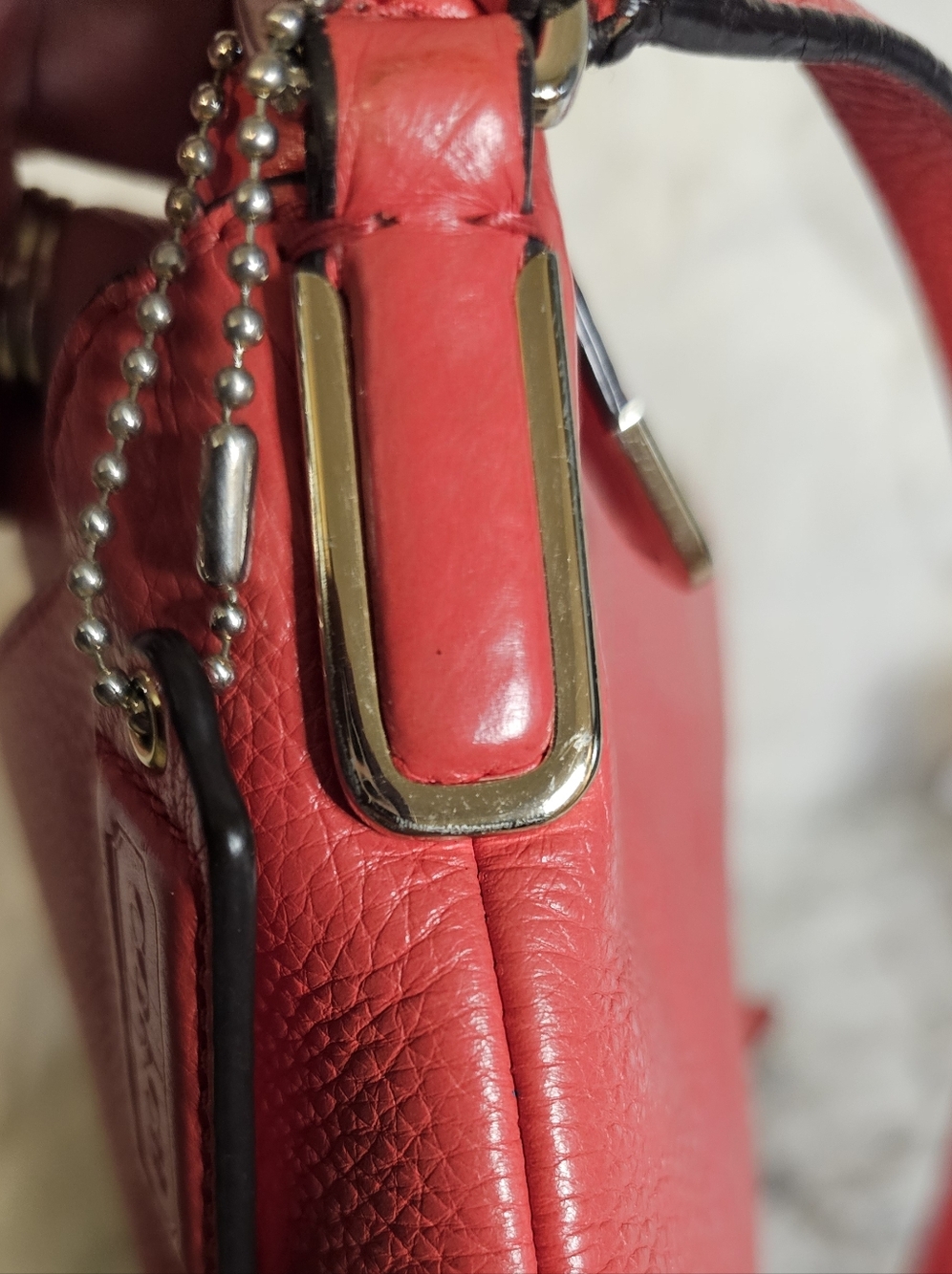 Coach Coral Pink Pebble Leather Crossbody Bag - Picture 14 of 16